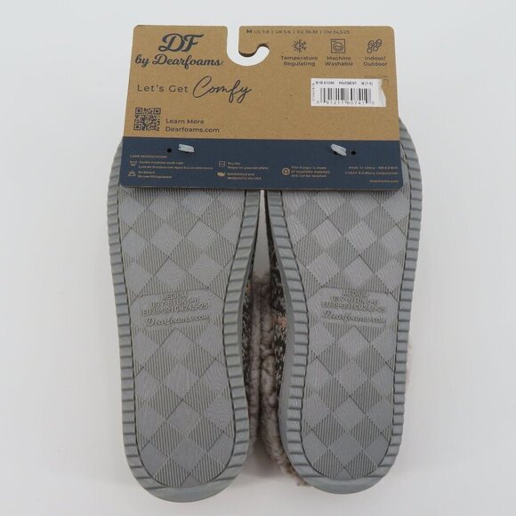 Dearfoams Women Medium 7-8 Multicolor Sweater Knit Memory Foam Slippers NEW - Picture 9 of 14